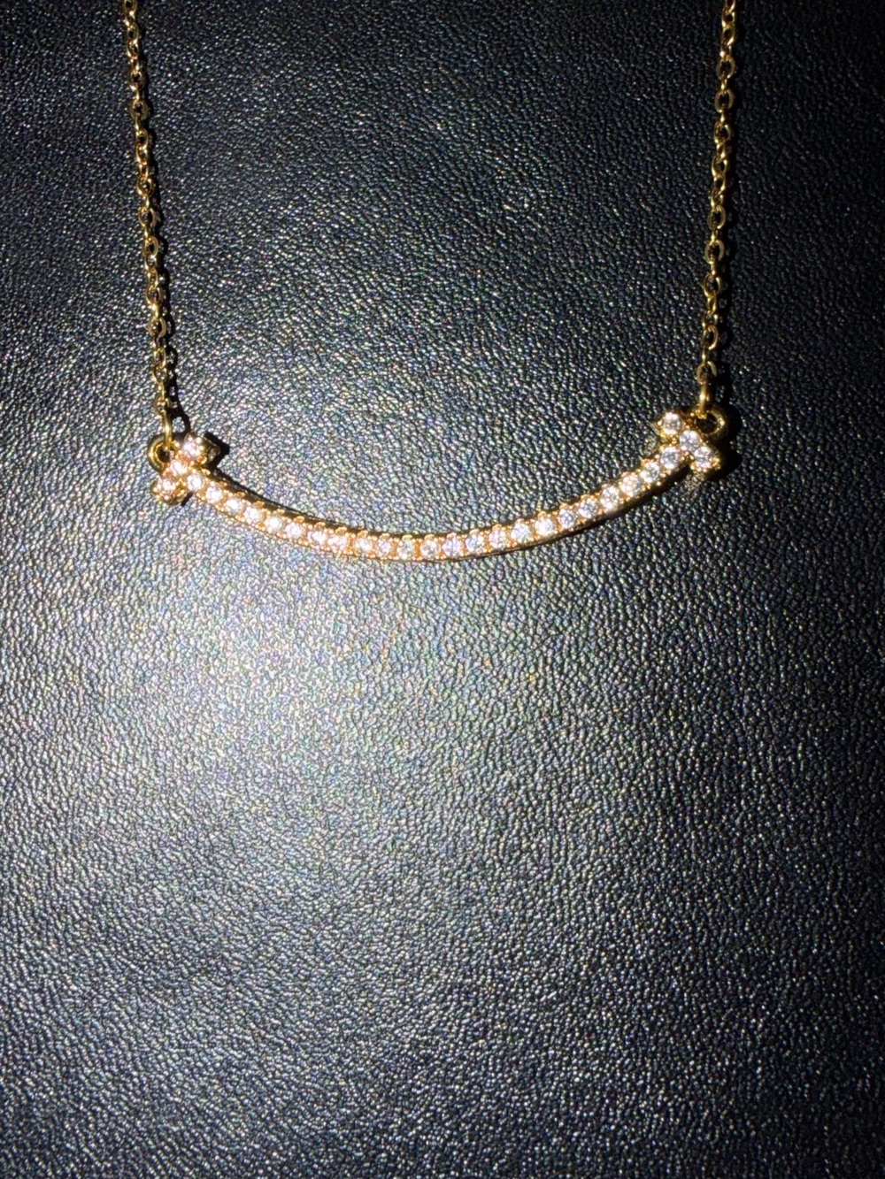 Gold Pave Curved Bar Necklace with Sparkling Accents